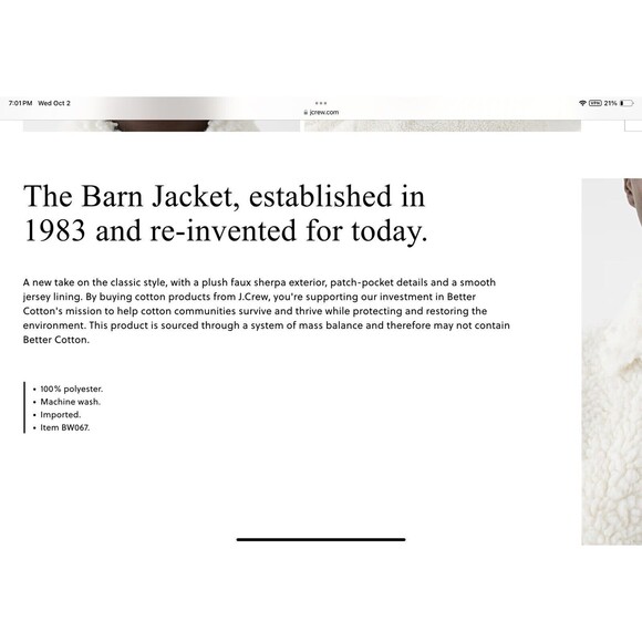 J. Crew Faux Sherpa Long Sleeve Barn Jacket Ivory L - Picture 10 of 14